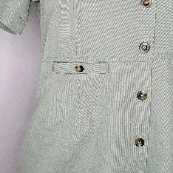 Appleseeds Petites Vintage Sage Green Dress Button Down‎ Size 6P - Picture 3 of 9